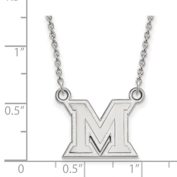 Sterling Silver Miami U Small Initial M Pendant Necklace - Picture 2 of 4